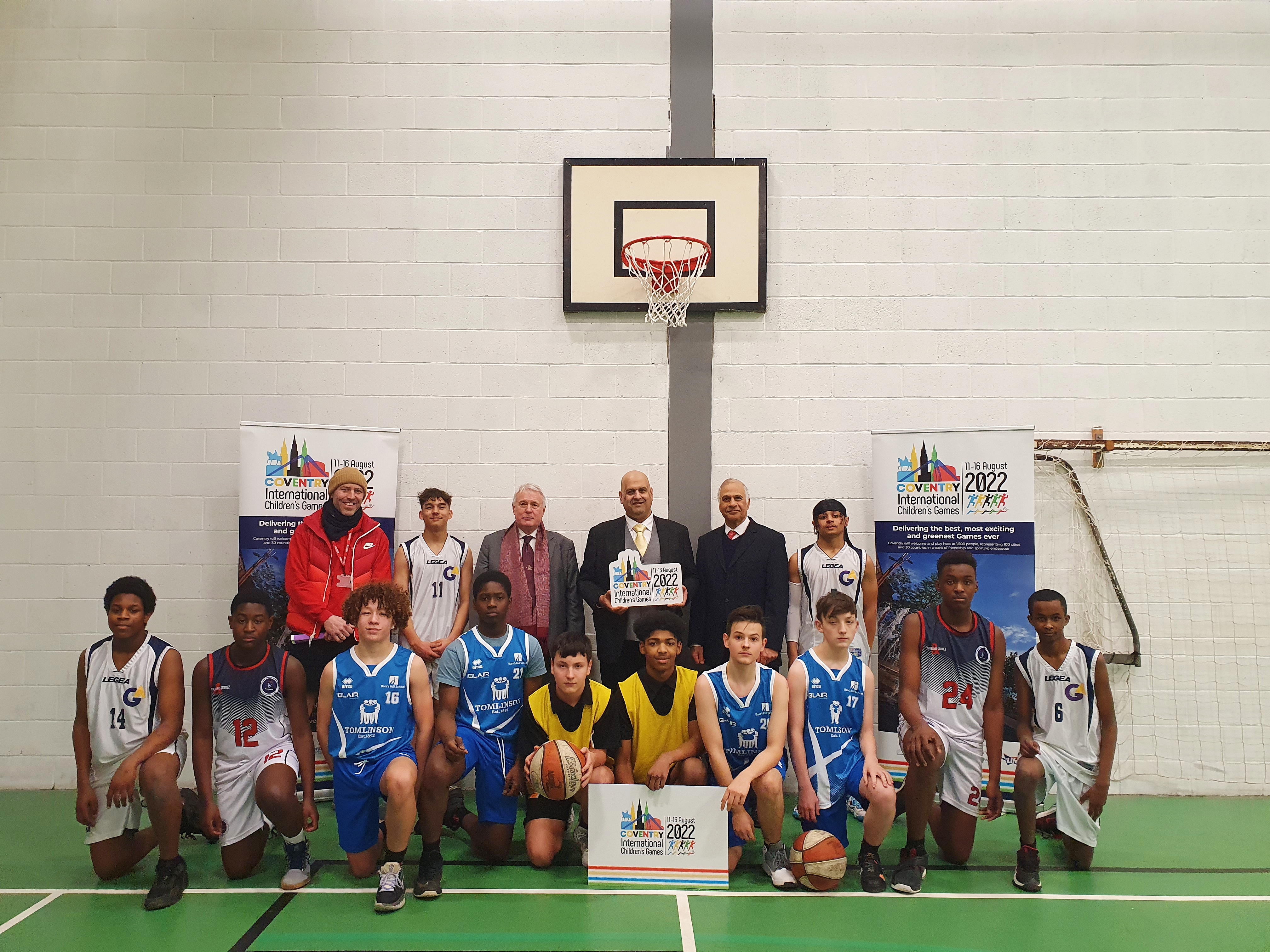 Cllrs with secondary students at ICG basketball event