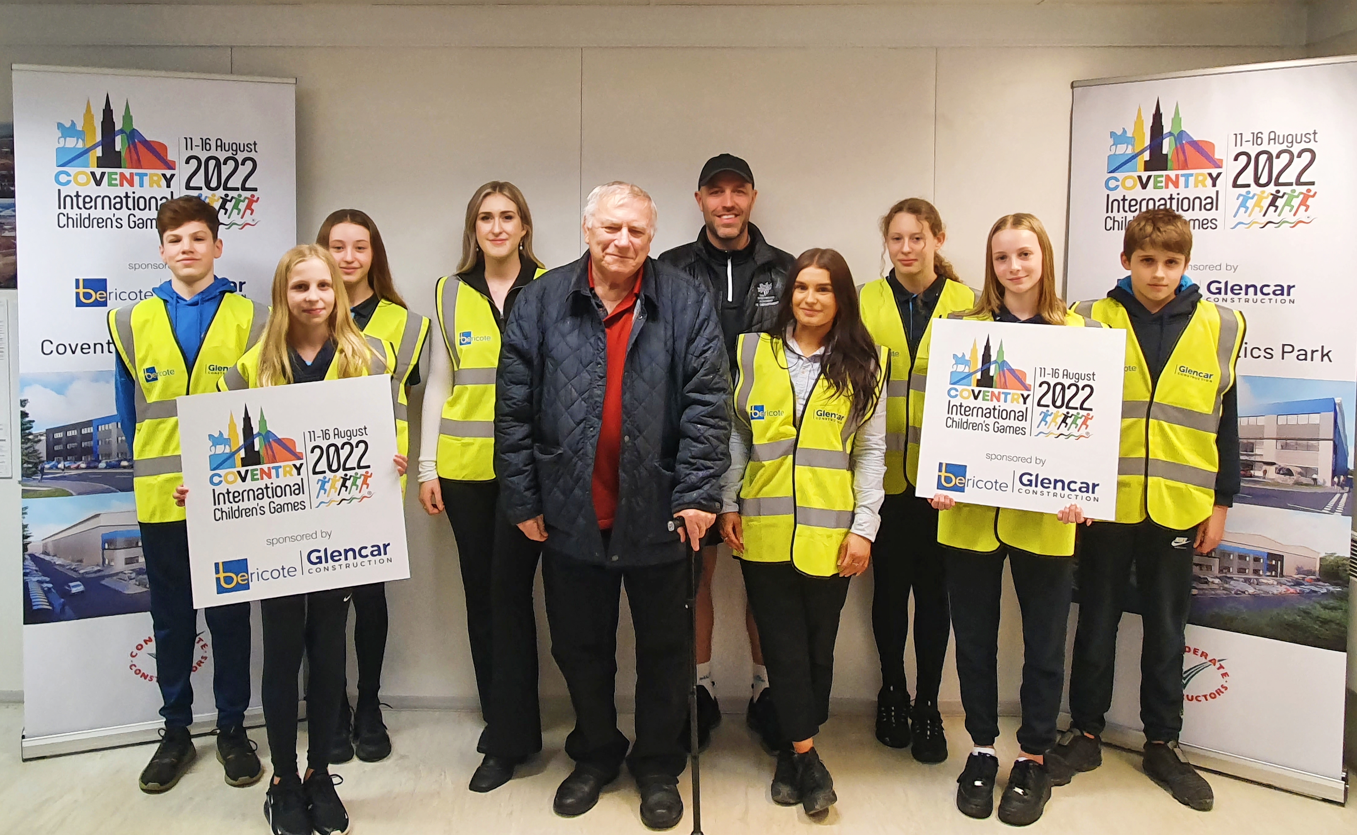 Team Coventry athletes with Cllr, Team Manager and sponsor