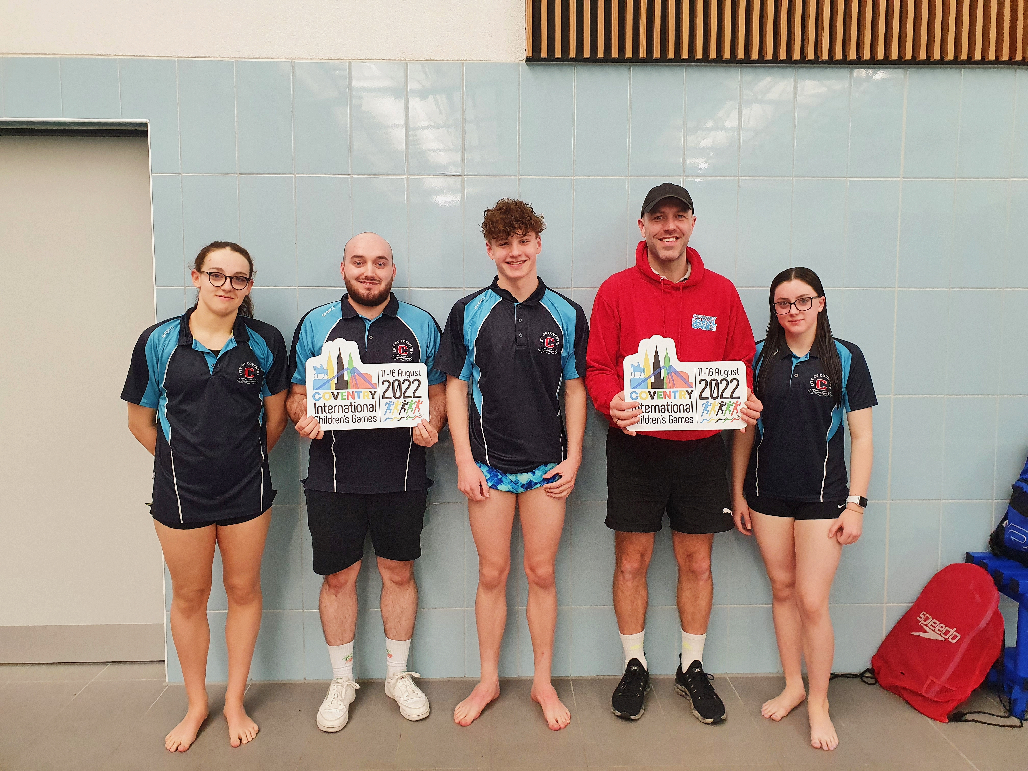 Team Coventry Manager with swimmers